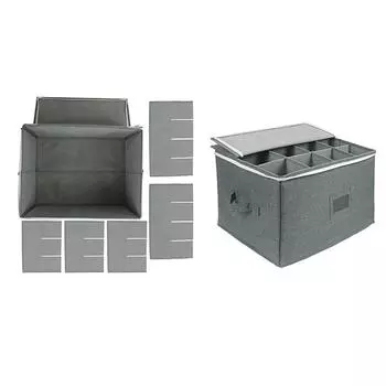 12шт стеклянная посуда, бокалы для вина, футляры для хранения фужеров с разделителями серый