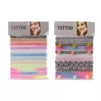 12шт татуировки радужные колье-колье стрейч хна готические эластичные женские украшения