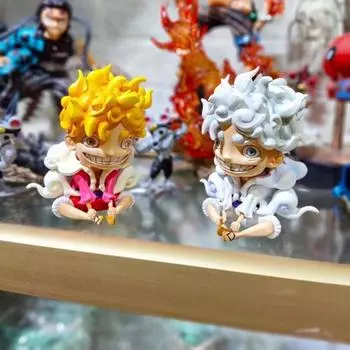 12см Аниме Фигурка Модель One Piece Остров Призраков Gear 5 Ника Луффи Q Версия Солнце Бог Луффи Статуэтка No Box белый