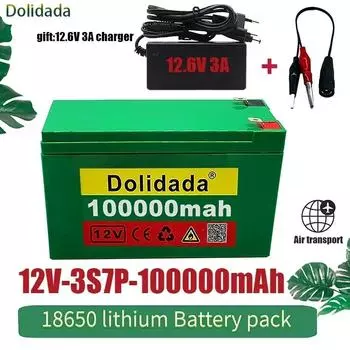 12V100000mAh 3S7P 18650Lithium Battery Pack+12.6V3A Charger Встроенный 100Ah High Current BMS используется для Citycoco Scooter зелёный