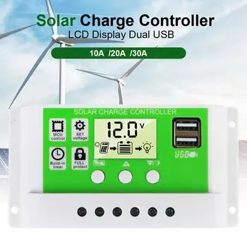 12v24v 10A/20A/30A LCD свинцово-кислотный AGM GEL железо литий-ионный литиевый аккумулятор солнечная панель ШИМ-контроллер зарядного устройства регулятор солнечного зарядного устройства USB 5V 30A