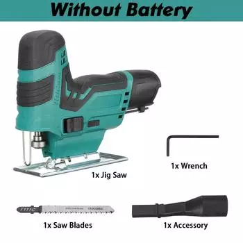 12В 1080Вт Портативная электрическая пила Обрезная лобзиковая пила Аккумуляторные деревообрабатывающие электроинструменты Резак по дереву с 1/2 аккумулятором Only machine