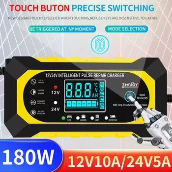 12V 10A Fully Automatic Car Battery Charger Smart Pulse Repair 24V 5A for AGM GEL WET Lead Acid Charger LCD Display