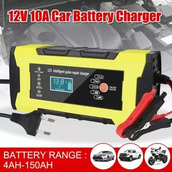 12V 10A Intelligent Fast Power Charging Digital LCD Display Auto Pulse Repair Automatic Smart Fast Car Motorcycl Battery Charger