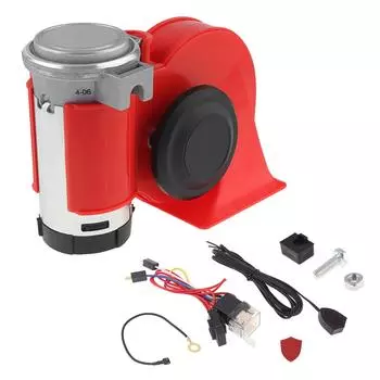 12V 150дБ Звук поезда Электрический воздушный гудок Громкий комплект с компрессором Жгут проводов Кнопка Красный для грузовика автомобиля мотоцикла