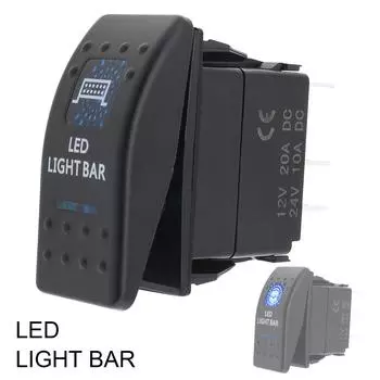 12V 20A 5P тумблер с синей светодиодной подсветкой