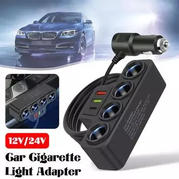 12v/24v Car Cigarette Lighter Adapter New 4 In1 Socket Accessories Charger Car Charger Usb Usb+qc3.0+pd3.1a Car 3.1a Charge L4b7