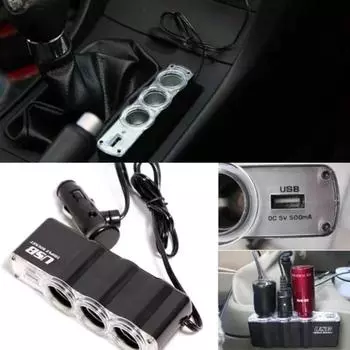 12 В/24 В автомобильный прикуриватель, разветвитель, автомобильное зарядное устройство, автомобильный адаптер питания постоянного тока с USB-портом для зарядки мобильного телефона, игры чёрный