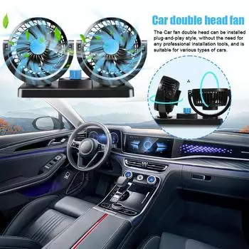 12V 24V Car Cooling Fan Double-head Adjustable 360° Car Electric Car Fan Electric Fan For Dashboard RV Truck Accessories G2O1