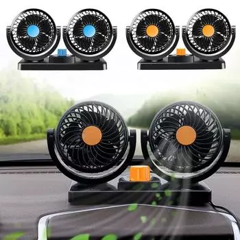 12V 24V Car Cooling Fan Double-head Adjustable 360° Car Electric Car Fan Electric Fan For Dashboard RV Truck Accessories G0N2