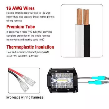 12V 24V Car LED Light Bar Wire 40A Wiring Harness Relay Loom Cable w/ Relay On & Off Switch Wiring Harnes