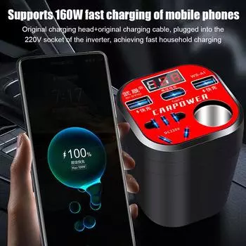 12V/24V Car Power Inverter Universal Digital Display Charger Socket Adapter Fast Charging Car Power Converter