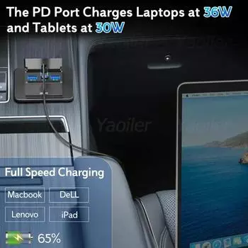 12V-24V RV USB Power Outlet 72W/90W PD3.0 USB C 36W & Dual QC3.0 18W 3-Ports Car Charger Socket Accessories for Car Bus RV Truck