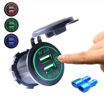 12 В-24 В водонепроницаемый 3,1 А и 4,2 А и 4,8 А двойной USB разъем для быстрой зарядки GJJ91028007 синий
