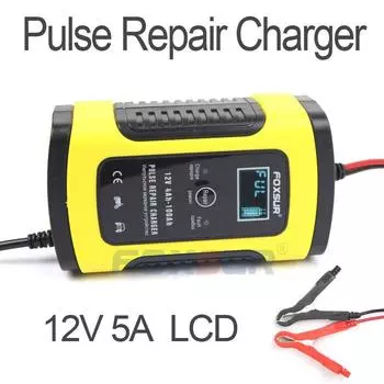 12V 5A Мотоциклетное автомобильное импульсное зарядное устройство для ремонта с ЖК-дисплеем