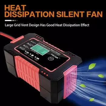 12V 6A Car Battery Charger 12V Intelligent Pulse Repair Charger Full Automatic Wet Dry Lead Acid Digital LCD Display Batteries