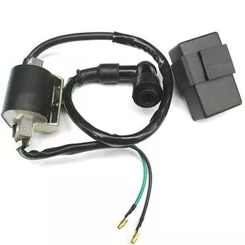 12V Aluminum Motorcycle ATV Ignition Coil + 5 Pin CDI + Spark Plug For 50-125cc