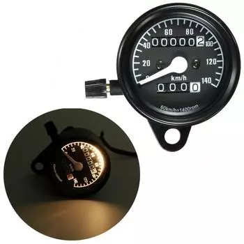 12V Black Motorcycle Dual Odometer Speedometer Gauge Backlight Test Miles