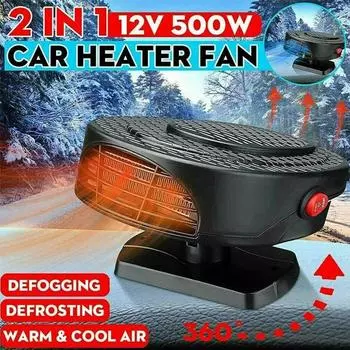 12V Car Heater Fan 500W Car Heater Electric Cooling Defogging Demister Anti-Fog Windshield Auto Defroster Heating Car Heate K6G0