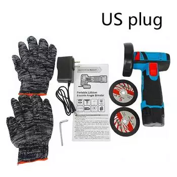 12V Cordless Electric Angle Grinder Brush Cutter Polishing Machine Portable DIY Home Power Tool with Saw Blade