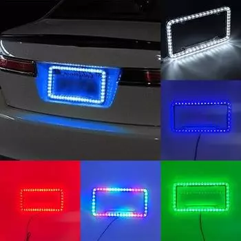 12V LED Lighting Acrylic USA/Canada License Plate Frame Tag Cover Holder For Auto Truck Vehicles Car Styling Car Accessories белый