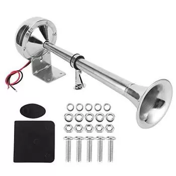 12V Marine Boat Horn Air Horn Boat Super Loud Air Horn Kit Air Horn Large Size Single Marine Grade 304 Stainless Steel 12V Boatship Trumpet