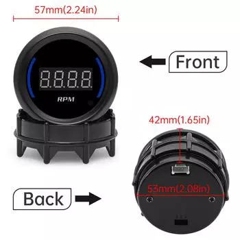 12V RPM Gauge Car 2 52mm Tachometer Tacho Meter Blue LED Light Digital Speed 0-9999RPM Hourmeter for 4/6/8 Cylinder M18 SENSOR