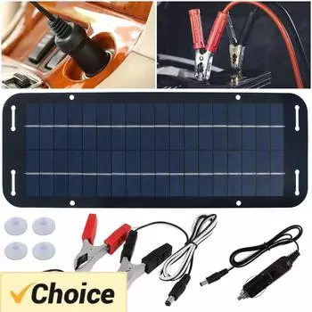 12V Solar Panel Kit IP65 Waterproof Solar Trickle Charger Portable Solar Powered Charger Kit High Efficiency Car Battery Charger чёрный