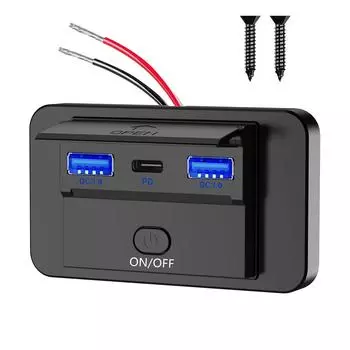 12V USB Outlet Panel Wall Mount 36W USB C and Dual QC 3.0 18W Port Car Charger Socket Accessories for Car Bus RV Truck Worldmuma зелёный