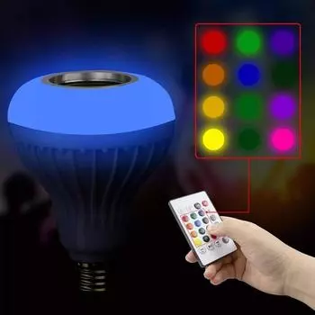 12W E27RGB Bluetooth Light Music Многоцветные меняющиеся лампочки Bluetooth Led Smart Bulbs с дистанционным управлением для домашней вечеринки
