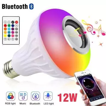 12W E27RGB Bluetooth Light Music Многоцветные меняющиеся лампочки Bluetooth Led Smart Bulbs с дистанционным управлением для домашней вечеринки