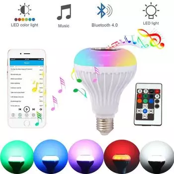 12W RGB светодиодные ночные огни Беспроводная лампа Bluetooth с динамиком E27 Музыкальная лампа белый
