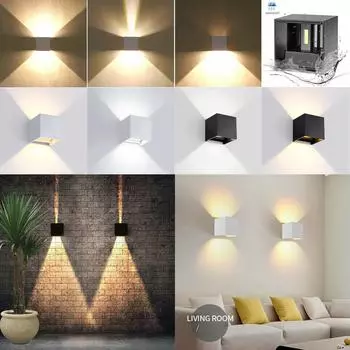 12W светодиодный современный настенный светильник Cube Up Down Бра Освещение Открытого Сада Водонепроницаемый