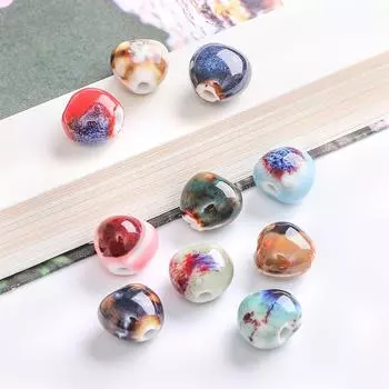 12x11 мм 10 шт., фарфоровые бусины в форме маленького сердца с цветочной глазурью, подвеска для изготовления ювелирных изделий своими руками