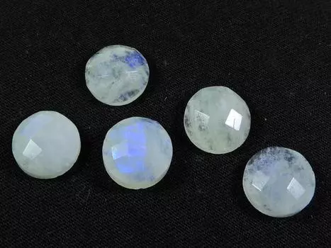 12X12 мм радужный лунный камень с круглой огранкой и плоской задней частью, 5 шт., лот RML-857