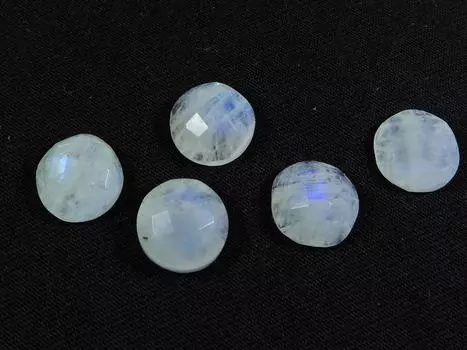 12X12 мм радужный лунный камень с круглой огранкой и плоской задней частью, 5 шт., лот RML-855