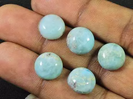 12X12MM натуральный голубой ларимар круглый кабошон драгоценный камень россыпью 05 шт. лот 33 карата. RQ-1754