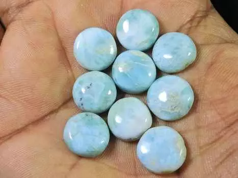 12X12MM натуральный голубой ларимар круглый кабошон драгоценный камень россыпью 09 шт. лот 54 карата. RQ-1714