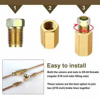 12x1/4 дюйма соединительные фитинги для тормозной магистрали, латунные соединения 7/16-24, набор перевернутых адаптеров, автомобильные аксессуары, нитки