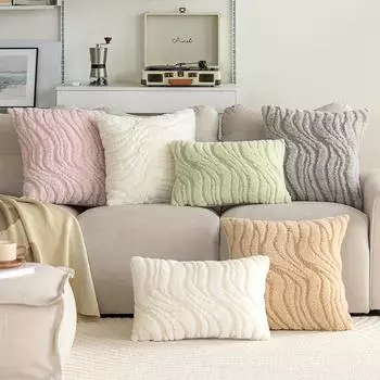 12x20 дюймов Подушка Чехол для подушки с волнистым узором Жаккард Роскошный современный стиль Подушка для дивана для гостиной, спальни 12x20 Inch-2pcs белый