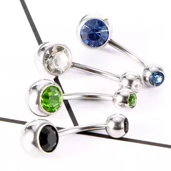12x316L Кристалл Стразы Мода Хирургическая Сталь Пупка Пирсинг Пупка Кольцо Ювелирные Изделия разноцветный