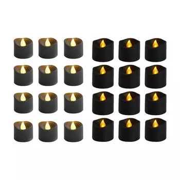 12x черных беспламенных чайных свечей, поддельные электрические светодиодные чайные свечи для тематической вечеринки на Хэллоуин, праздничного декора, украшения дома