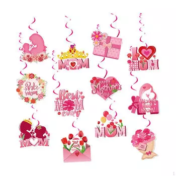 12x Подарочные украшения на День матери Висячие завитки Счастливое украшение на весну