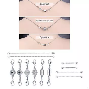 12x стильная магнитная ювелирная застежка для ожерелья, браслета, серебряные застежки-омары, анти-потерянные