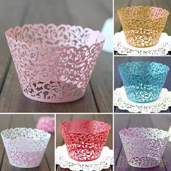 12X Свадьба, День рождения, детский душ, филигранная лоза, декор, обертки, чехлы для кексов розовый