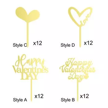 12x украшений для кексов «С Днем святого Валентина» Украшение для торта для женщин Романтическое своими руками