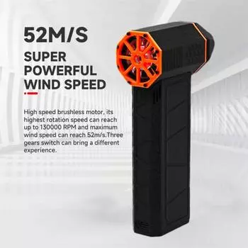 130000RPM Turbo Jet Fan Powerful Jet Fan Brushless Motor Handheld Dust Blower Cleaning Tool 52m/s Cordless Electric Air Blower