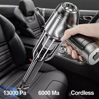 13000Pa беспроводной автомобильный пылесос с бесщеточным двигателем ручной автоматический беспроводной мини портативный пылесос для автомобиля дома уборка домашних животных белый