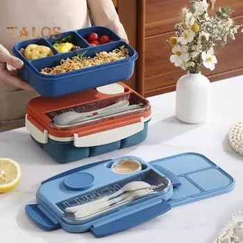 1300 мл Bento Lunch Box 4-секционный герметичный контейнер для ланча с коробкой для специй Посуда для приготовления пищи Контейнер для хранения продуктов синий