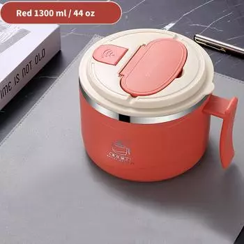 1300 мл миска для рамэна с крышкой из нержавеющей стали, аппарат для приготовления лапши быстрого приготовления, фруктовый салат, рисовый суп, миска, большой ланч-бокс, кухонные принадлежности 6 inch